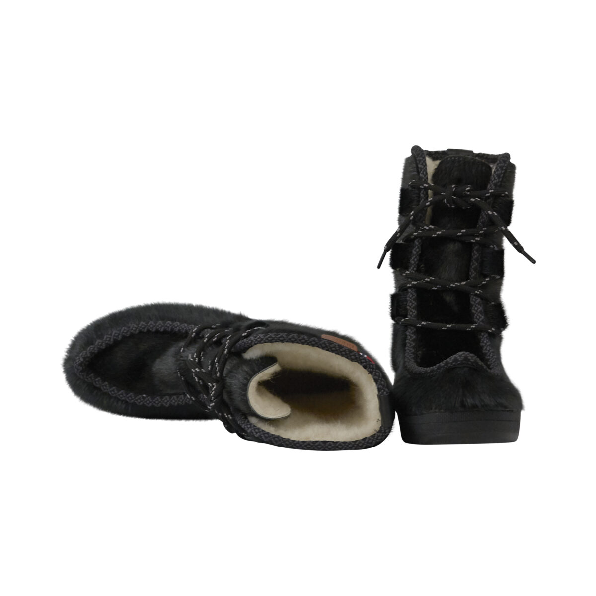 backup vækstdvale tyv Varme herrestøvler i sort, grønlandsk sælskind med en god sål.